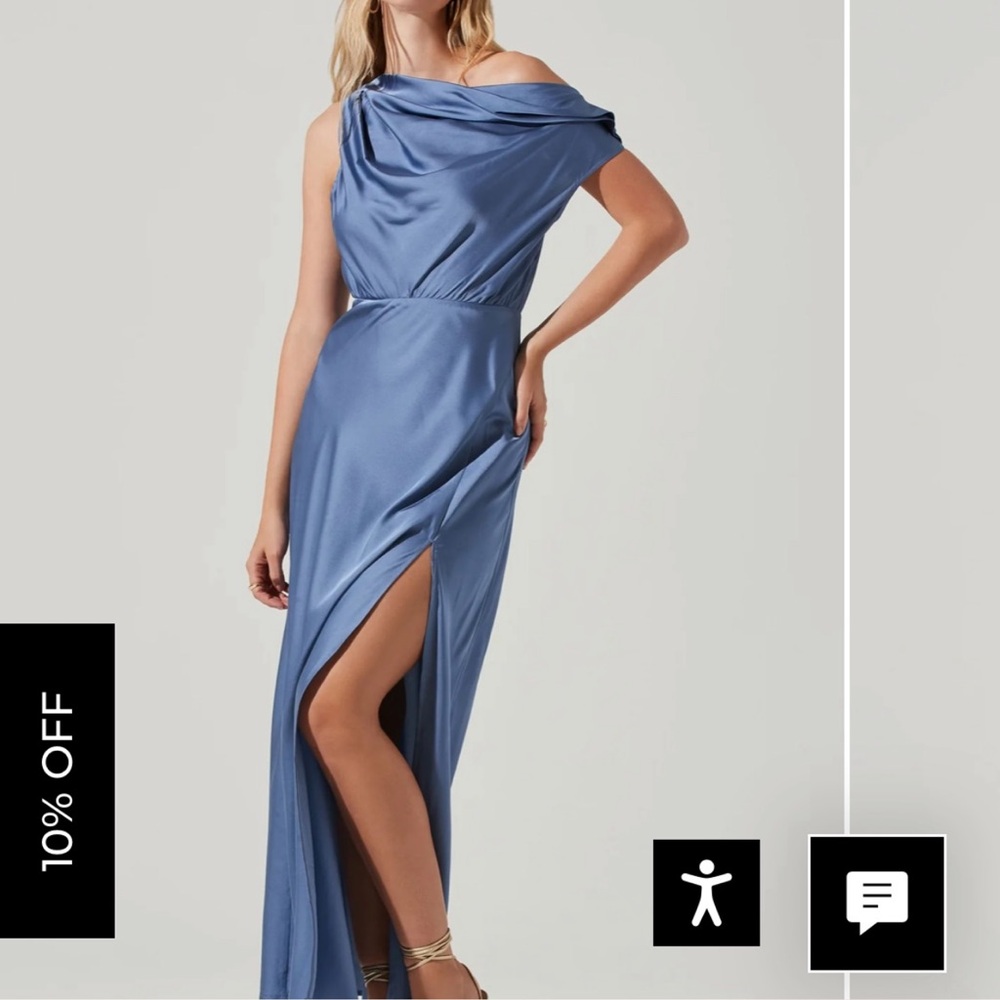 Elegant Blue Off-Shoulder Evening Gown